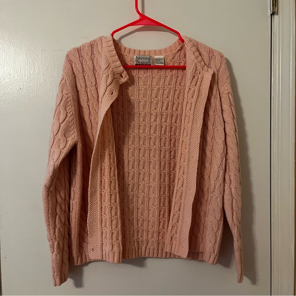 Pastelle Women's Soft Pink Cable Knit Cardigan